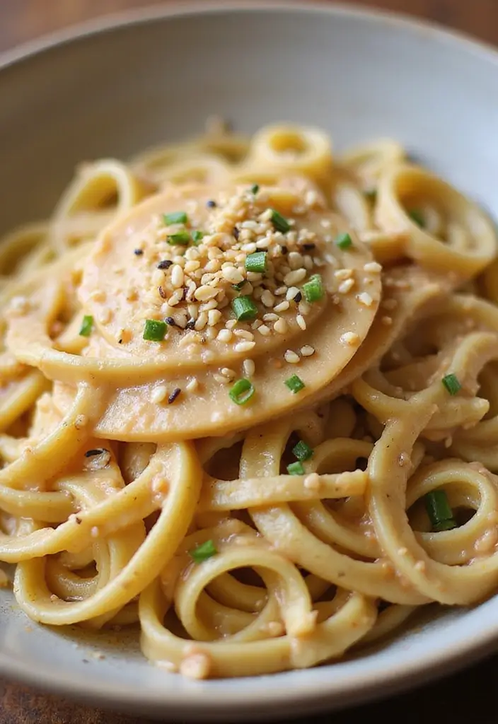 25 Creamy Dairy Free Pasta Recipes That Hit the Spot - 12. Garlic Tahini Pasta