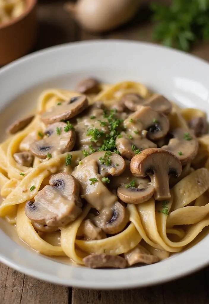 25 Creamy Dairy Free Pasta Recipes That Hit the Spot - 8. Mushroom Stroganoff