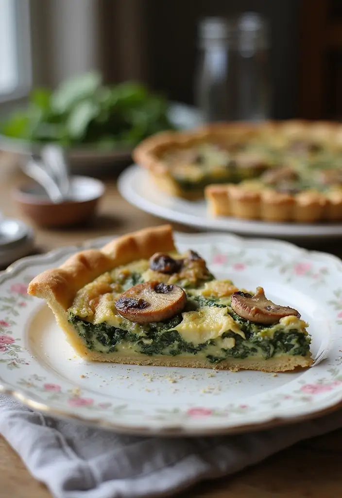 25 Gluten Free Dairy Free Brunch Recipes That Impress Guests - 12. Spinach and Mushroom Quiche with Almond Flour Crust