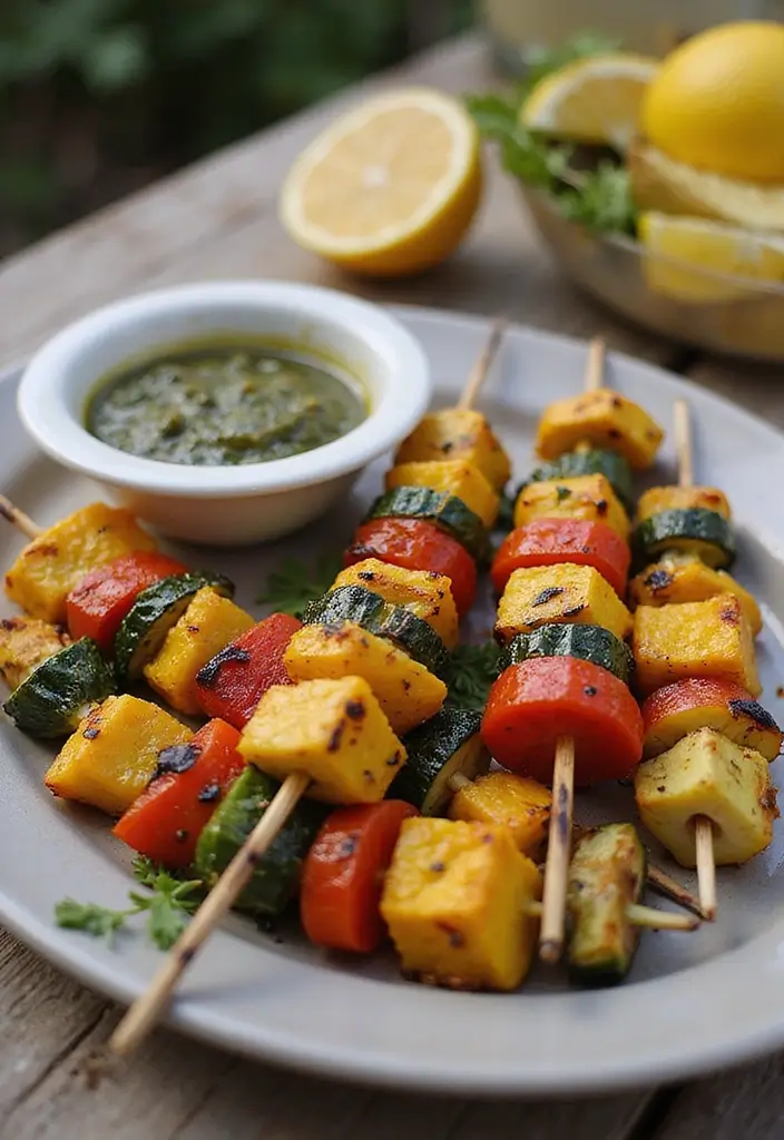 25 Gluten Free Dairy Free Brunch Recipes That Impress Guests - 17. Grilled Vegetable Skewers with Chimichurri Sauce