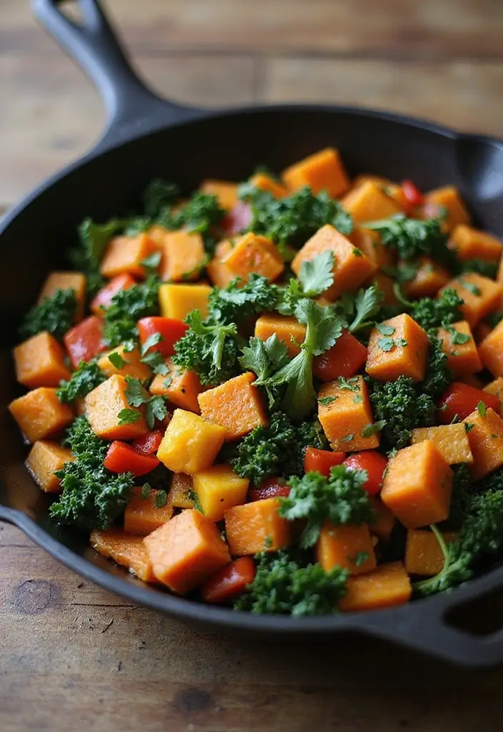 25 Gluten Free Dairy Free Brunch Recipes That Impress Guests - 2. Sweet Potato Hash with Kale and Bell Peppers