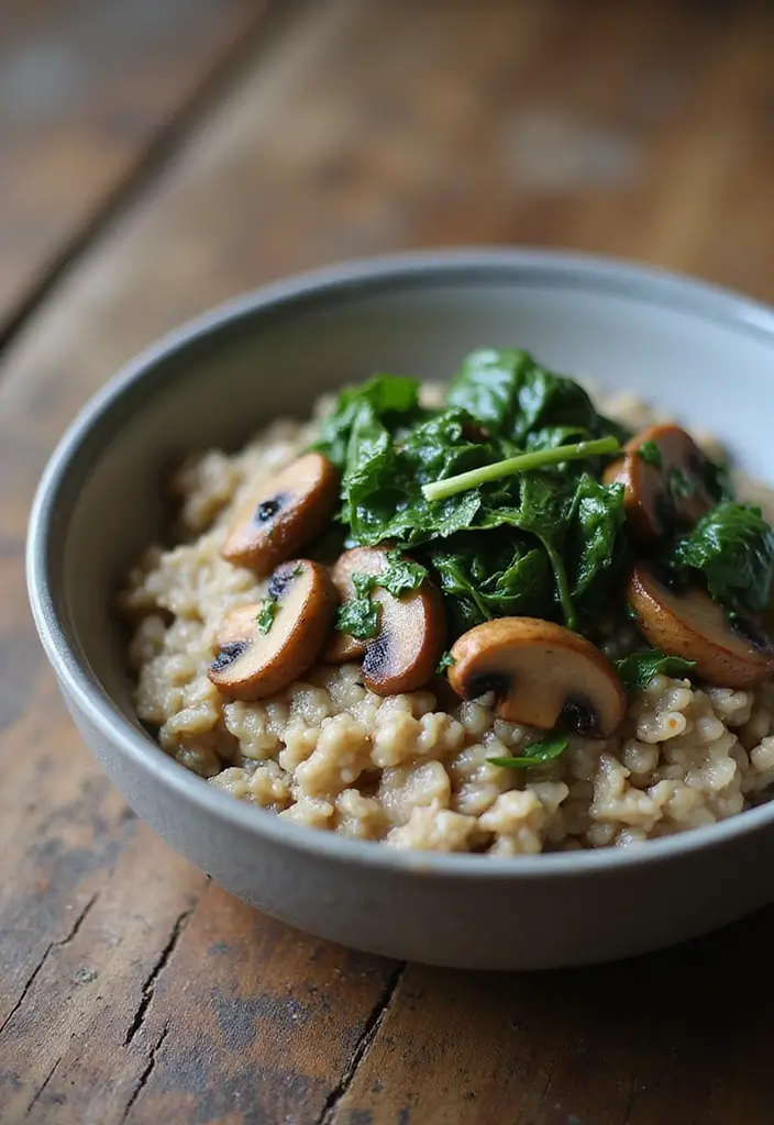 25 Gluten Free Dairy Free Brunch Recipes That Impress Guests - 20. Savory Oatmeal Bowl with Mushrooms and Spinach