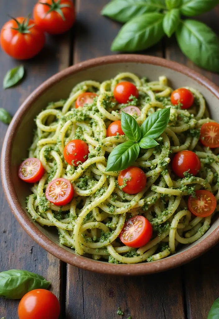 25 Gluten Free Dairy Free Brunch Recipes That Impress Guests - 21. Pesto Pasta Salad with Cherry Tomatoes