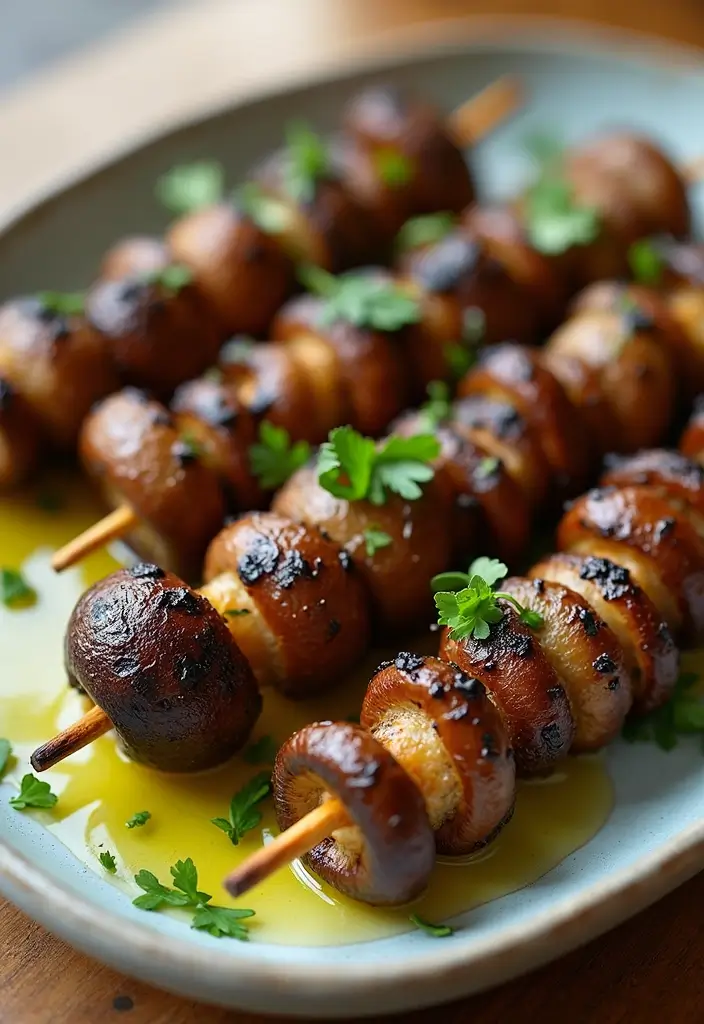 25 Low Carb Dairy Free Recipes That’ll Keep You Satisfied - 14. Garlic Herb Mushroom Skewers