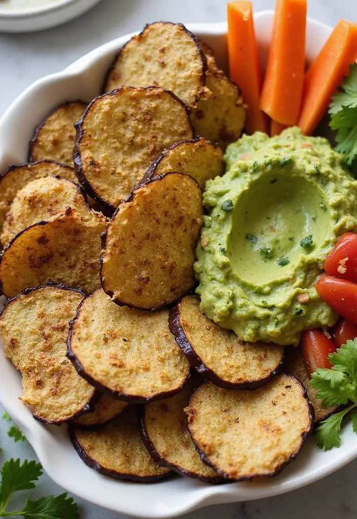 25 Low Carb Dairy Free Recipes That’ll Keep You Satisfied - 5. Eggplant Chips with Dips