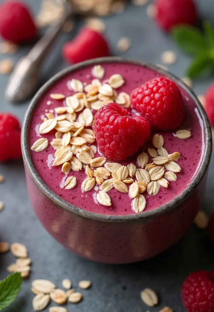 25 Refreshing Dairy Free Smoothie Recipes for Glowing Skin - 10. Raspberry Oatmeal Smoothie