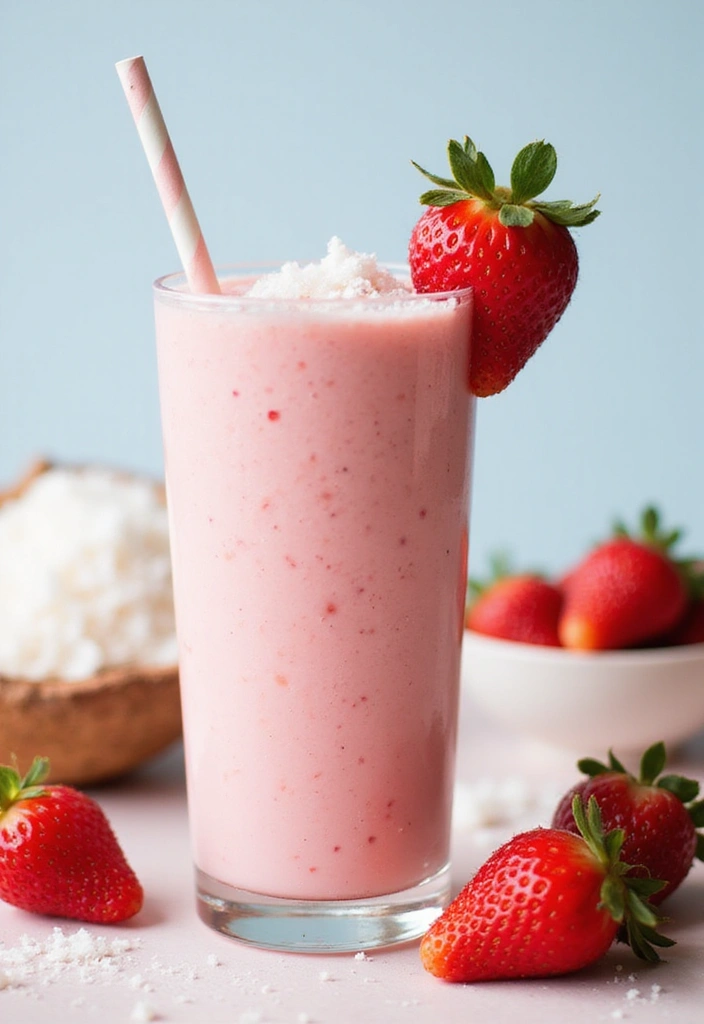 25 Refreshing Dairy Free Smoothie Recipes for Glowing Skin - 17. Strawberry Coconut Smoothie