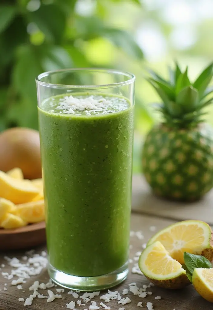 25 Refreshing Dairy Free Smoothie Recipes for Glowing Skin - 21. Tropical Green Smoothie
