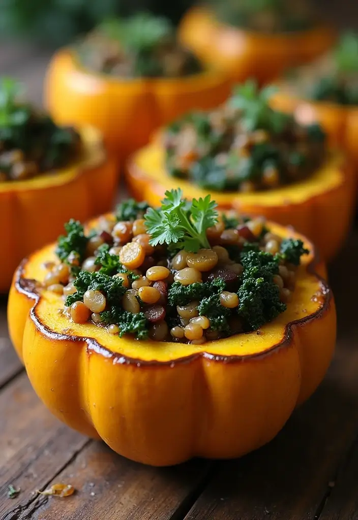 27 Cozy Dairy Free Crockpot Recipes for Effortless Dinners - 23. Lentil and Kale Stuffed Acorn Squash