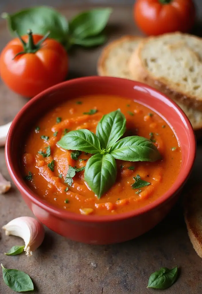 27 Cozy Dairy Free Soup Recipes for Chilly Days - 1. Creamy Vegan Tomato Basil Soup