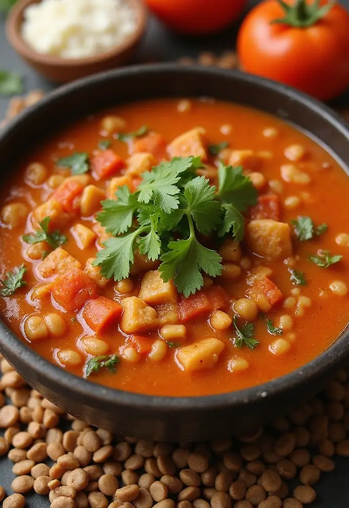 27 Cozy Dairy Free Soup Recipes for Chilly Days - 21. Spicy Tomato and Lentil Soup