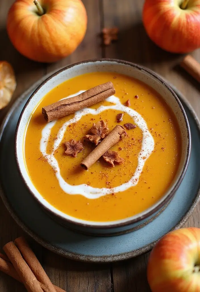 27 Cozy Dairy Free Soup Recipes for Chilly Days - 24. Cinnamon Spiced Apple Pumpkin Soup