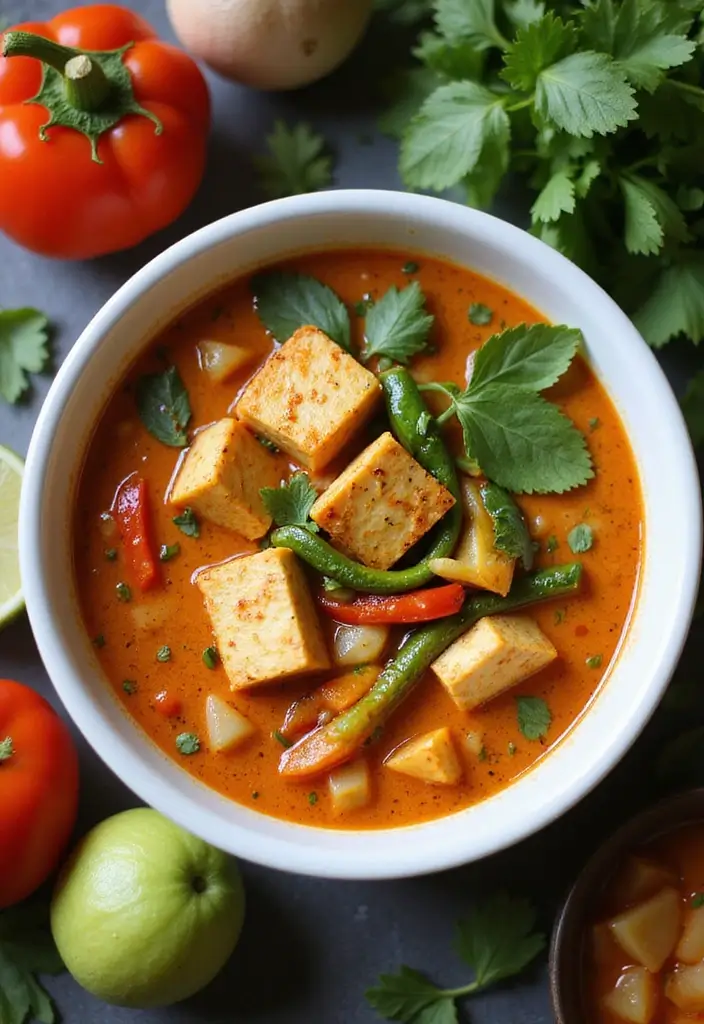 27 Cozy Dairy Free Soup Recipes for Chilly Days - 26. Thai Red Curry Soup with Tofu
