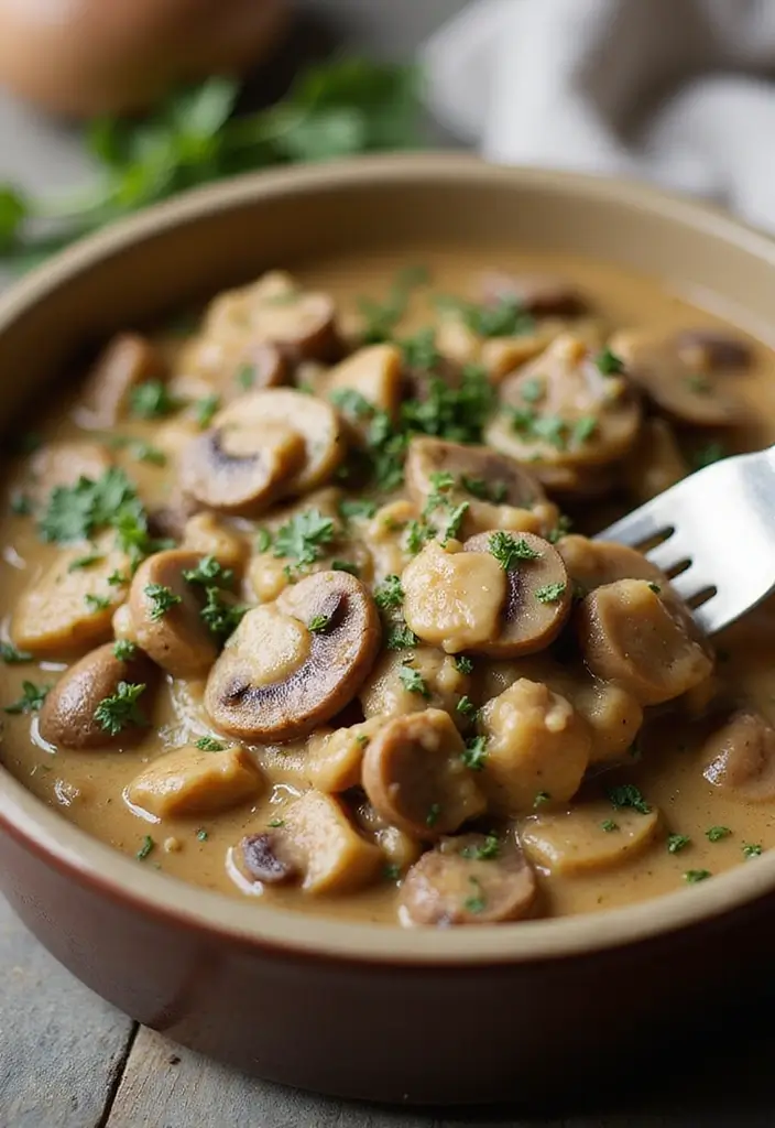 27 Creamy Dairy Free Casserole Recipes That Comfort the Soul - 1. Creamy Vegan Mushroom Stroganoff Casserole