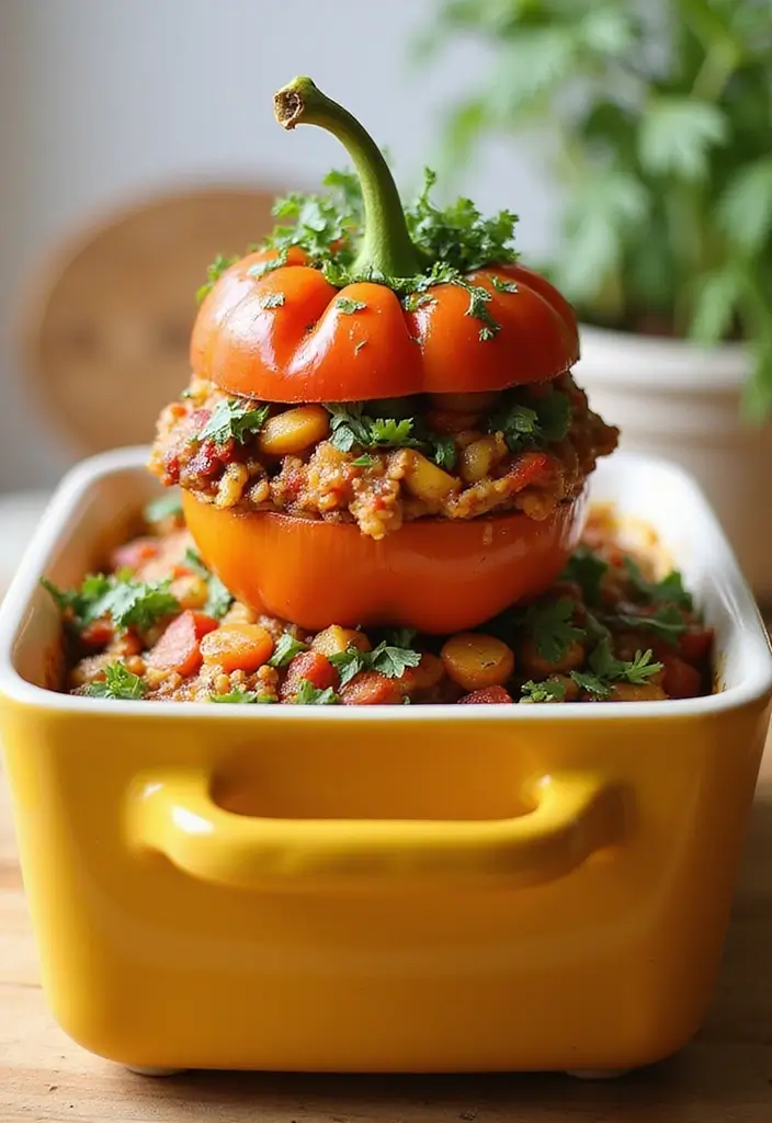 27 Creamy Dairy Free Casserole Recipes That Comfort the Soul - 13. Vegan Stuffed Bell Pepper Casserole
