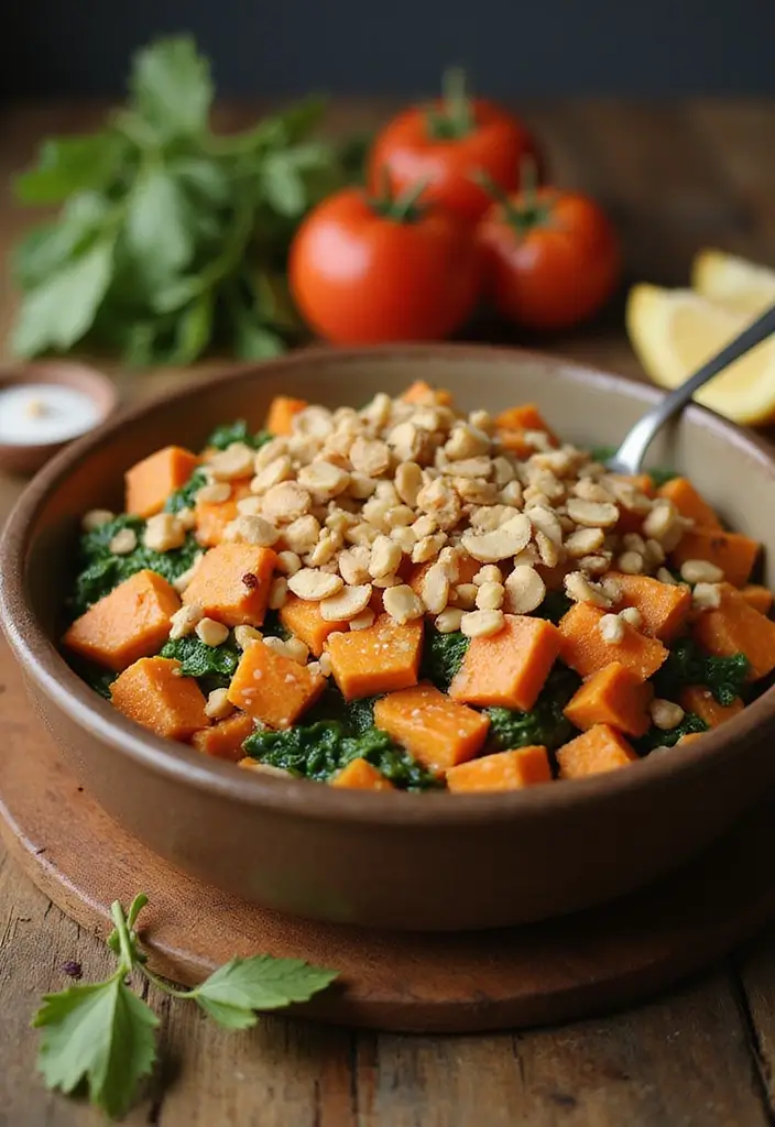 27 Creamy Dairy Free Casserole Recipes That Comfort the Soul - 19. Peanut Sweet Potato and Spinach Casserole