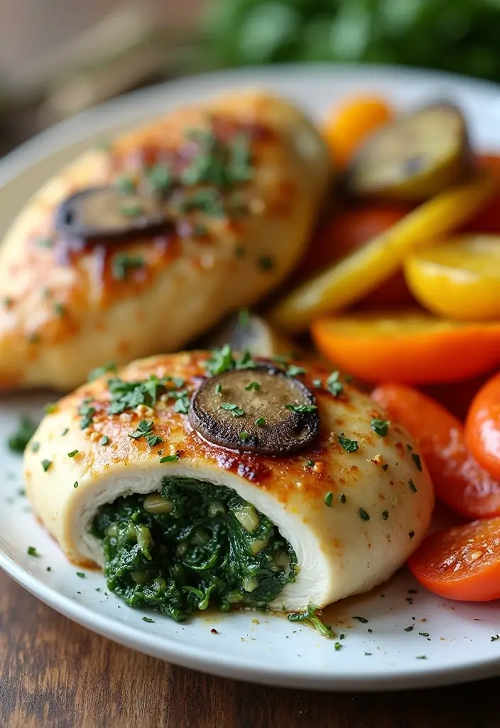 27 Family-Friendly Gluten Free Dairy Free Dinner Ideas - 18. Spinach and Mushroom Stuffed Chicken