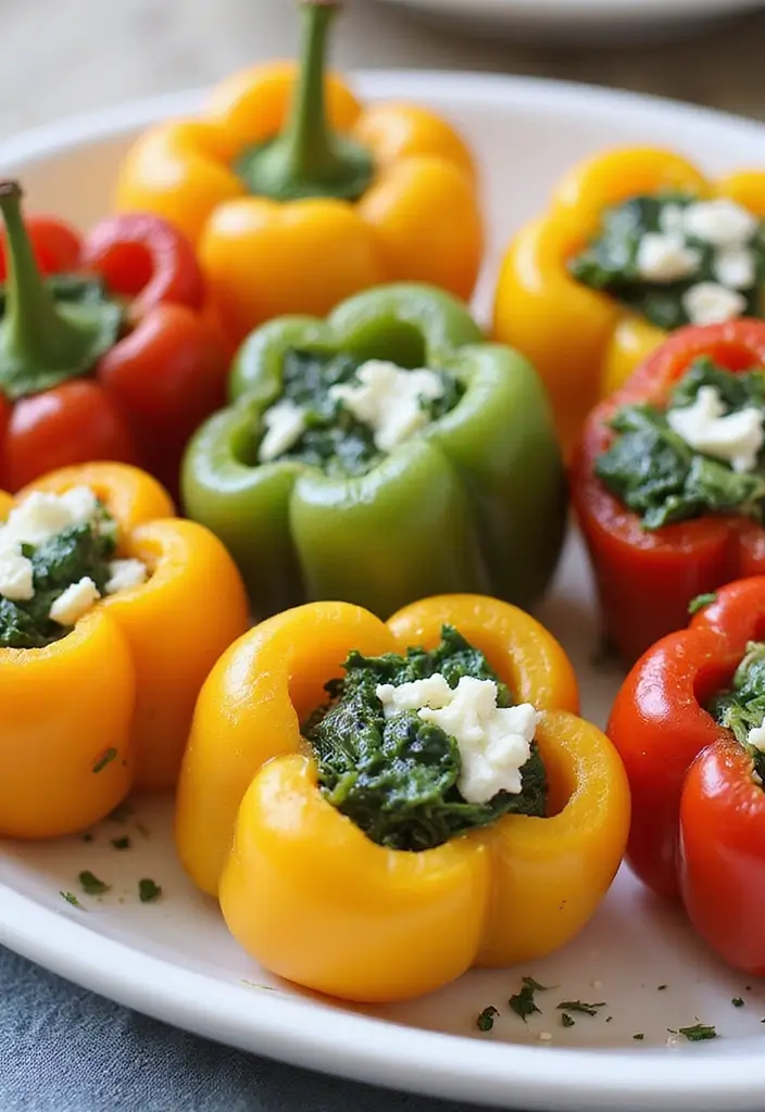 27 Gluten and Dairy Free Snack Recipes for Energy on the Go - 15. Spinach and Feta Stuffed Sweet Peppers