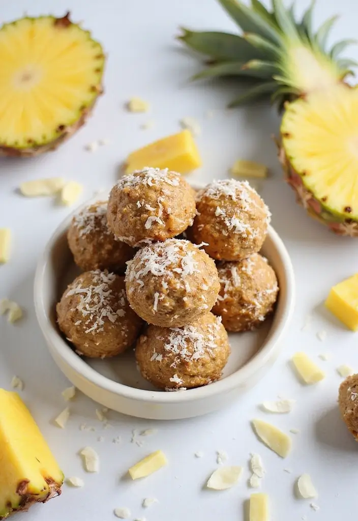 27 Gluten and Dairy Free Snack Recipes for Energy on the Go - 20. Pineapple Coconut Energy Balls