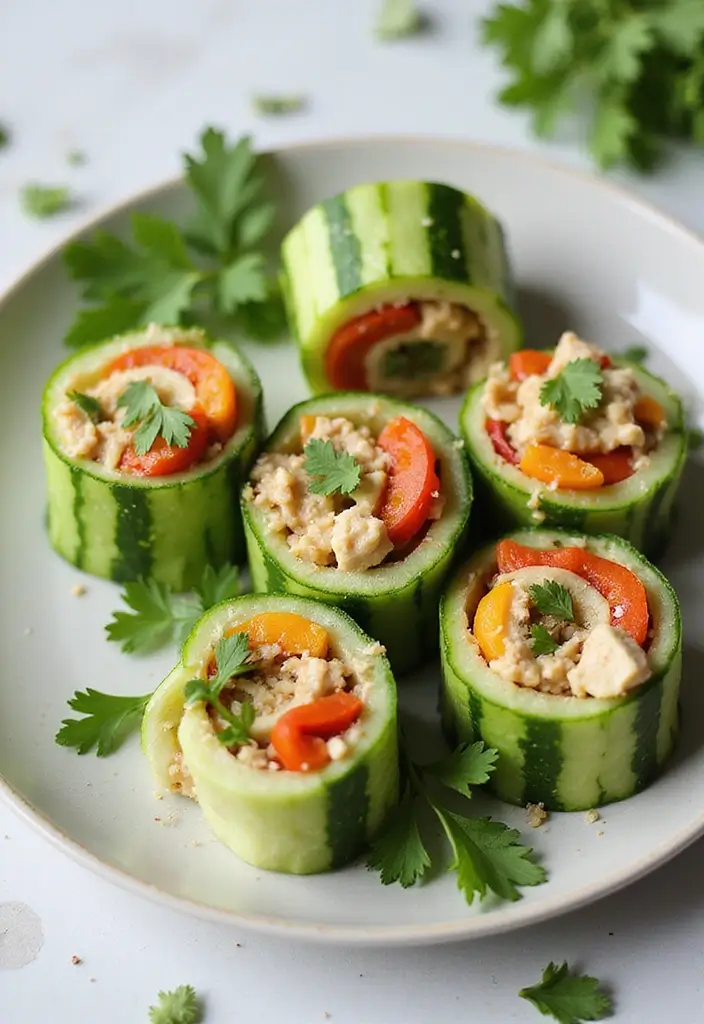27 Gluten and Dairy Free Snack Recipes for Energy on the Go - 21. Cucumber Roll-Ups