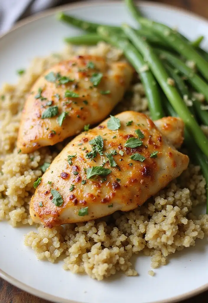 27 Juicy Dairy Free Chicken Recipes for Dinner Tonight - 13. Garlic Herb Chicken with Quinoa