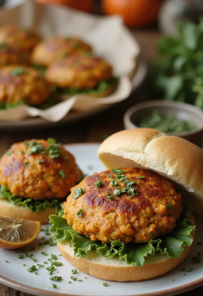 27 Juicy & Easy Dairy Free Hamburger Recipes You’ll Keep Making - 26. Pumpkin and Chickpea Burgers