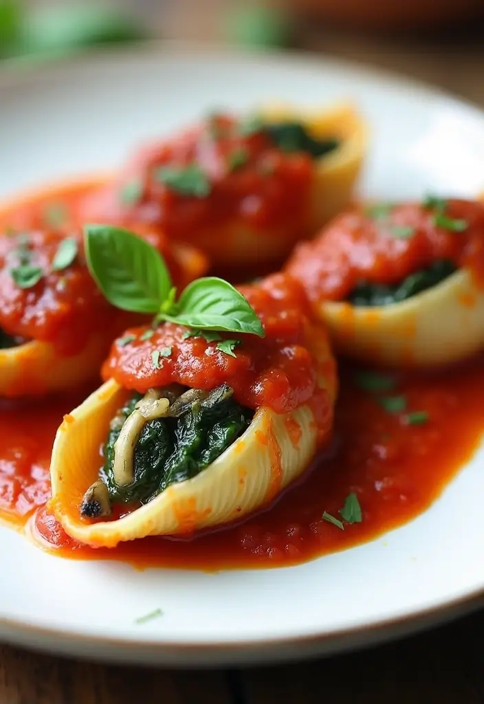 28 Dairy Free Dinner Recipes So Good You Won’t Miss the Cheese - 21. Mushroom and Spinach Stuffed Shells