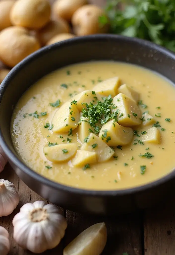 30 Comforting Soup Recipes That Are 100% Dairy Free - 12. Garlic and Herb Potato Soup