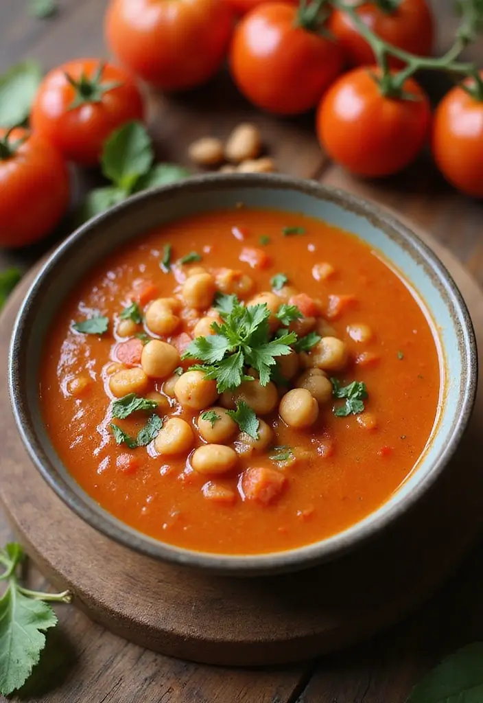 30 Comforting Soup Recipes That Are 100% Dairy Free - 27. Tomato and Chickpea Soup