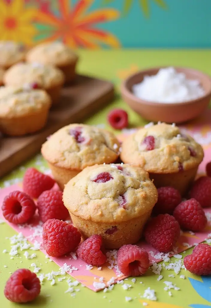 30 Fluffy & Moist Dairy Free Muffin Recipes to Bake Now - 10. Raspberry Coconut Muffins