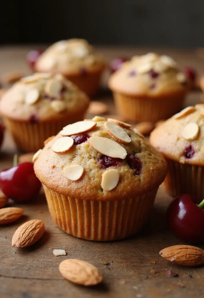 30 Fluffy & Moist Dairy Free Muffin Recipes to Bake Now - 12. Cherry Almond Muffins