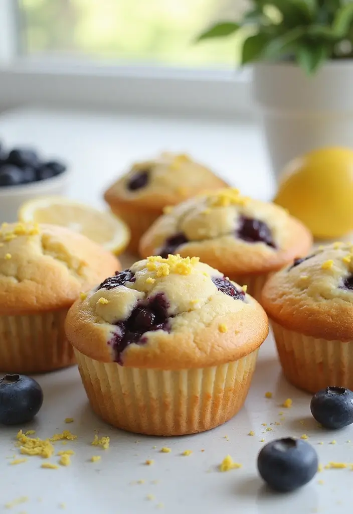 30 Fluffy & Moist Dairy Free Muffin Recipes to Bake Now - 20. Lemon Blueberry Muffins