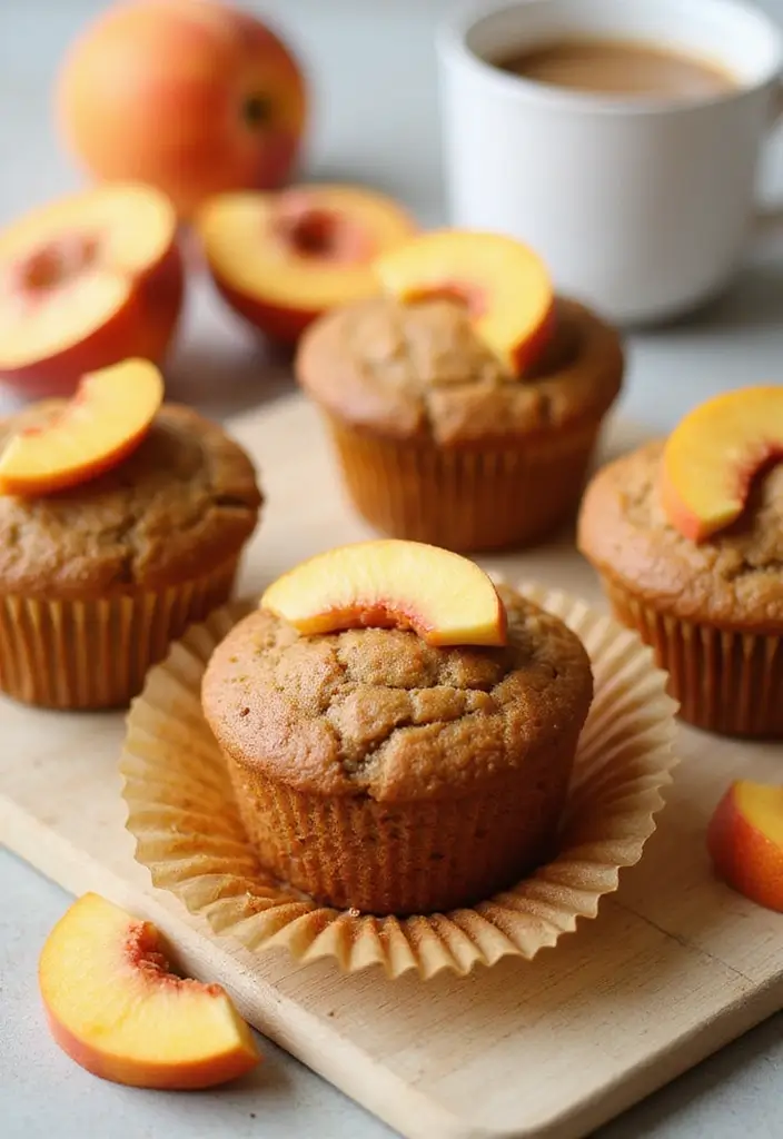 30 Fluffy & Moist Dairy Free Muffin Recipes to Bake Now - 21. Ginger Peach Muffins