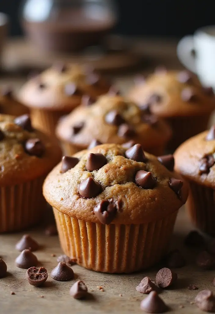 30 Fluffy & Moist Dairy Free Muffin Recipes to Bake Now - 22. Chocolate Chip Muffins