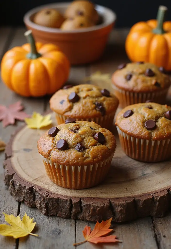 30 Fluffy & Moist Dairy Free Muffin Recipes to Bake Now - 26. Pumpkin Chocolate Chip Muffins