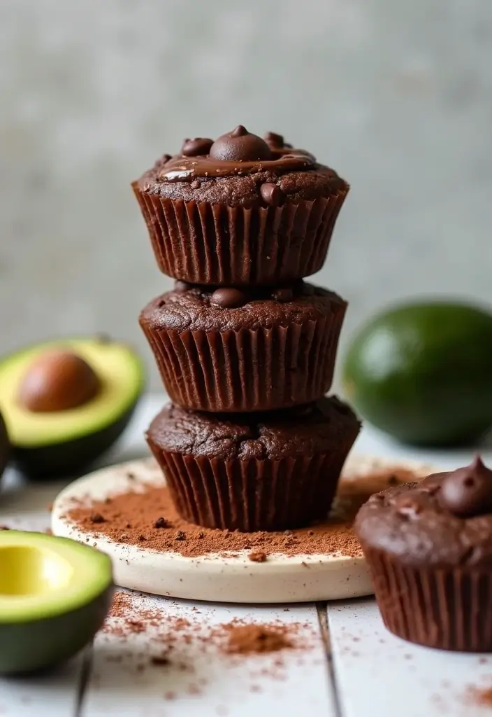 30 Fluffy & Moist Dairy Free Muffin Recipes to Bake Now - 6. Chocolate Avocado Muffins