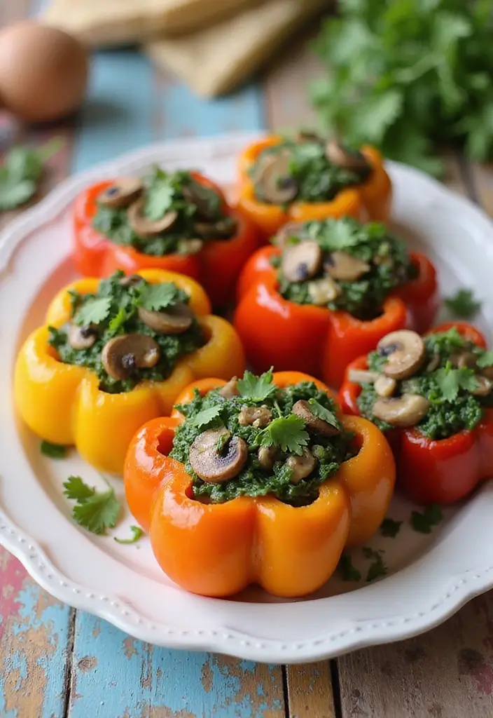 30+ Gluten Free Dairy Free Recipes That Everyone Will Love - 22. Spinach and Mushroom Stuffed Peppers