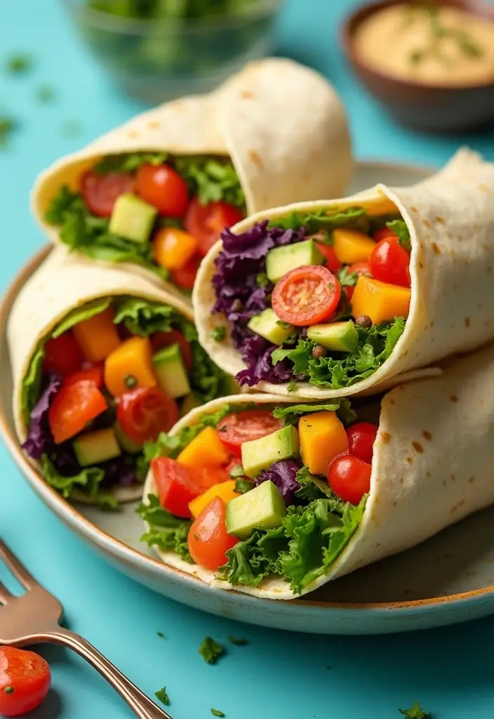 30+ Gluten Free Dairy Free Recipes That Everyone Will Love - 29. Rainbow Veggie Wraps