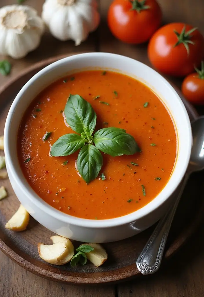 30 Gluten Free Dairy Free Soup Recipes to Warm You Up - 16. Roasted Garlic Tomato Soup