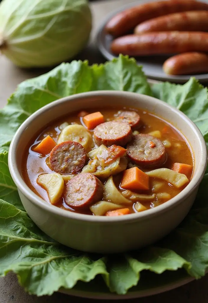 30 Gluten Free Dairy Free Soup Recipes to Warm You Up - 20. Cabbage and Sausage Soup
