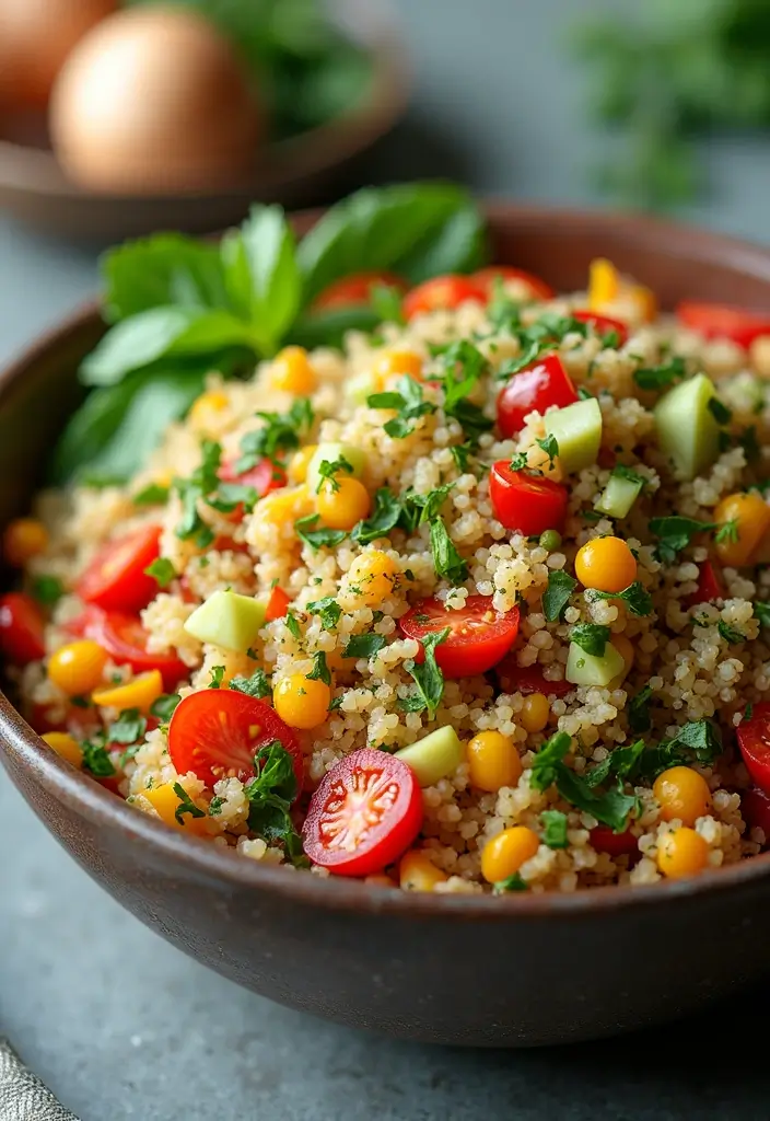 30 Gluten Free Dairy Free Vegan Recipes Packed with Flavor - 17. Quinoa Veggie Salad
