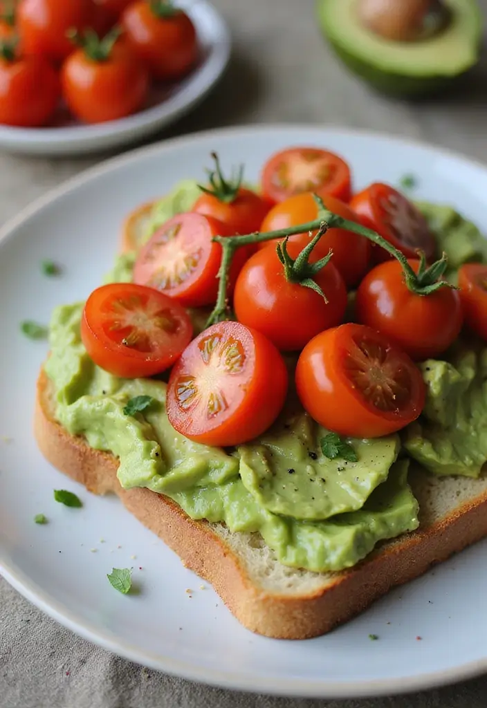 30 Gluten and Dairy Free Breakfast Recipes to Start Your Day Right - 25. Avocado Toast with Cherry Tomatoes