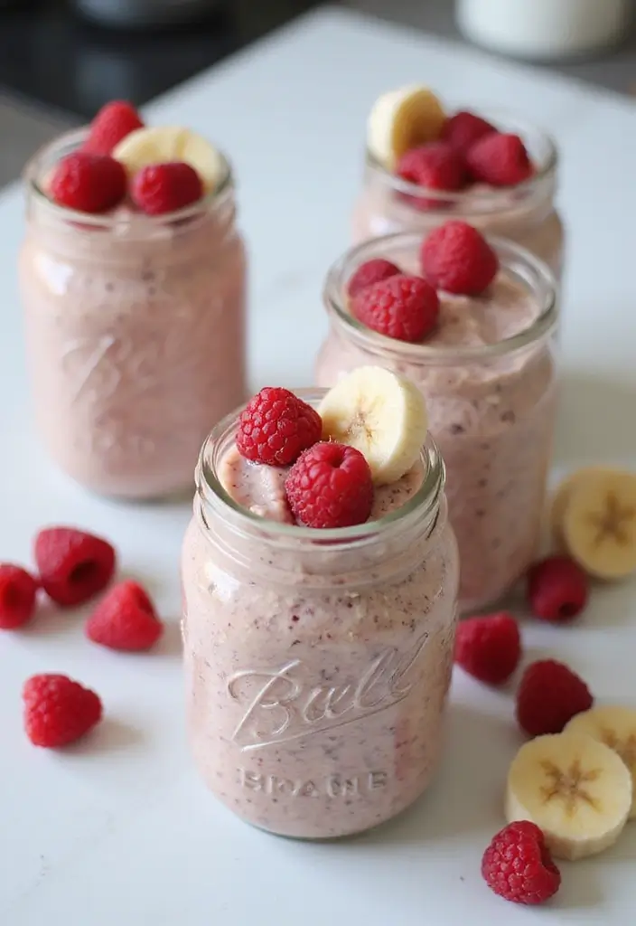 30 Gluten and Dairy Free Breakfast Recipes to Start Your Day Right - 9. Raspberry Banana Overnight Oats