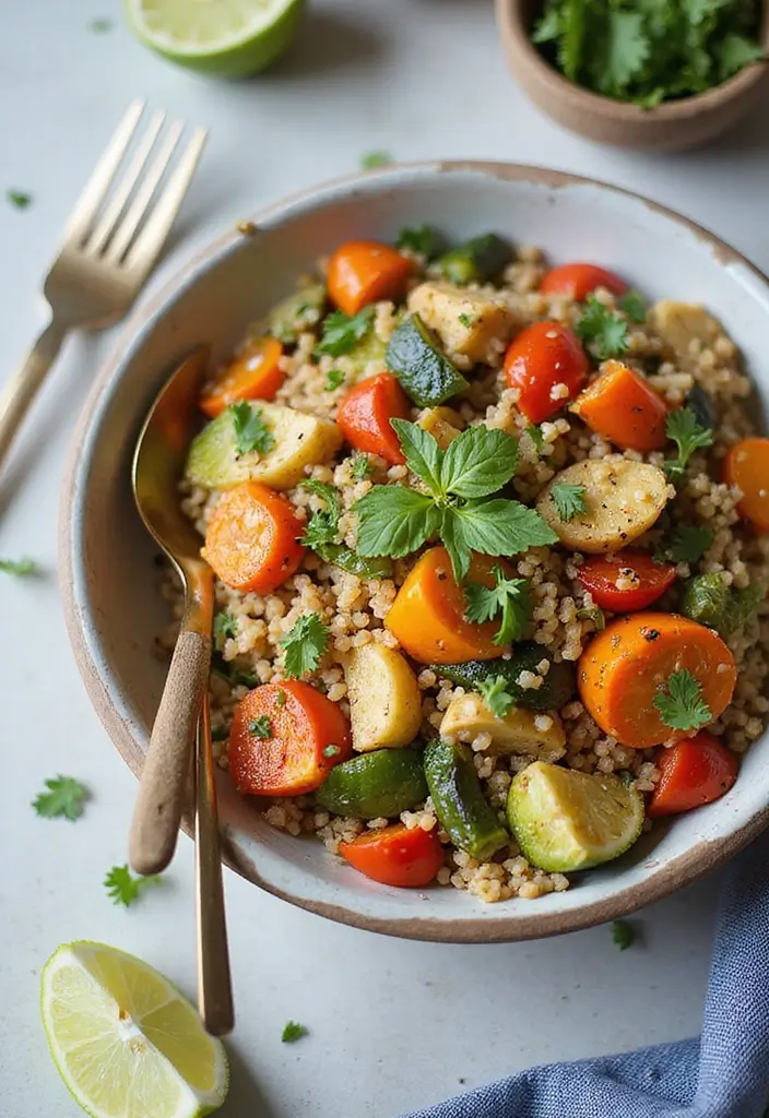 30 Gluten and Dairy Free Lunch Recipes That Travel Well - 17. Roasted Vegetable Quinoa Bowl