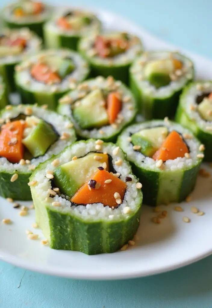 30 Gluten and Dairy Free Lunch Recipes That Travel Well - 18. Cucumber Sushi Rolls