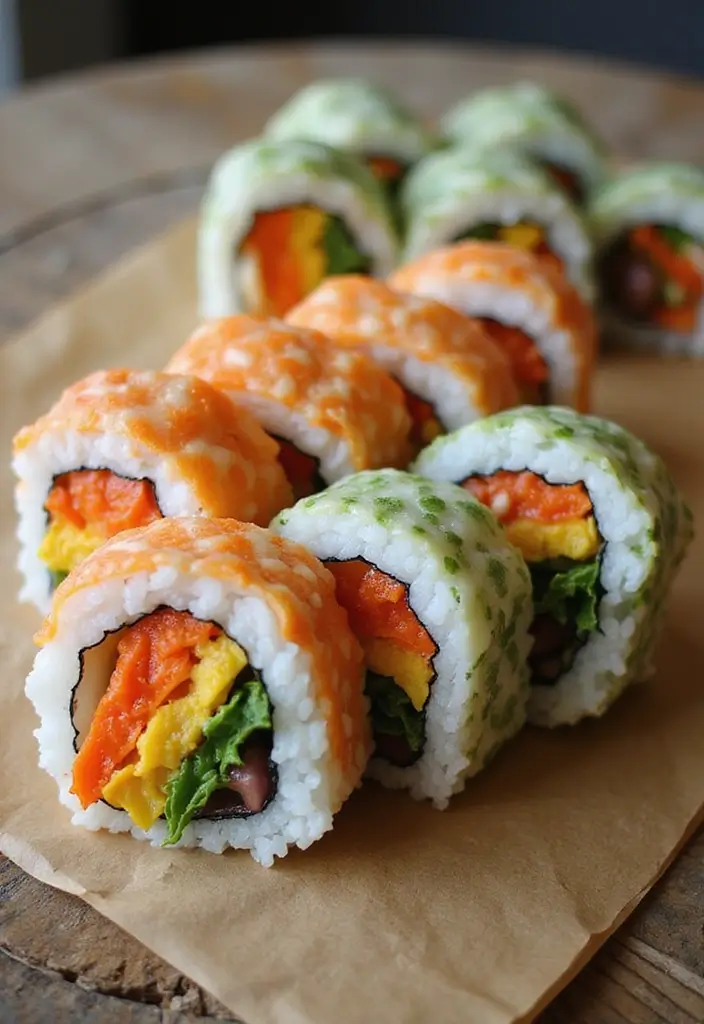 30 Gluten and Dairy Free Lunch Recipes That Travel Well - 6. Rainbow Vegetable Sushi Rolls