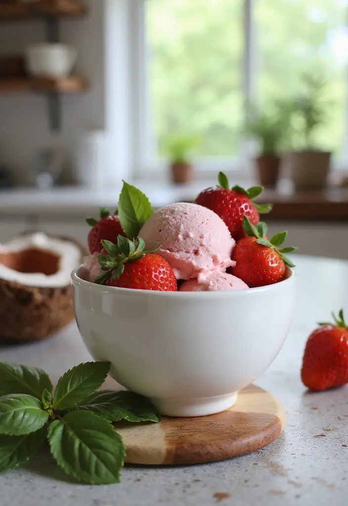 30 Homemade Ice Cream Recipes That Are 100% Dairy Free - 4. Strawberry Basil Coconut Ice Cream
