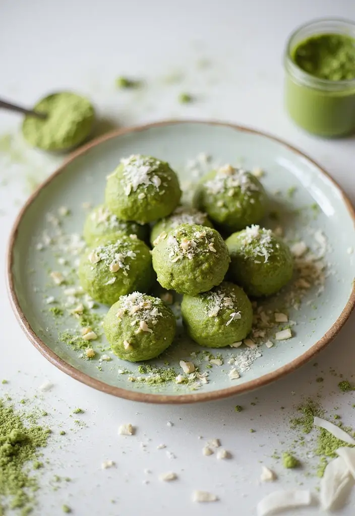 30 Keto Dairy Free Recipes You’ll Want in Your Weekly Menu - 12. Matcha Coconut Energy Balls