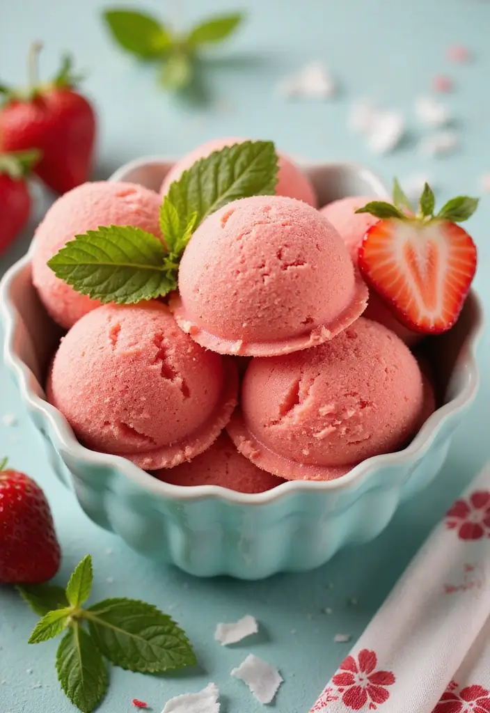 30 Keto Dairy Free Recipes You’ll Want in Your Weekly Menu - 20. Strawberry Coconut Sorbet