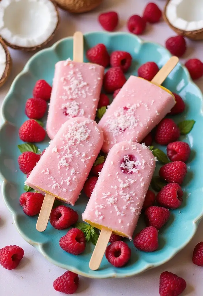 30 Keto Dairy Free Recipes You’ll Want in Your Weekly Menu - 9. Raspberry Coconut Popsicles